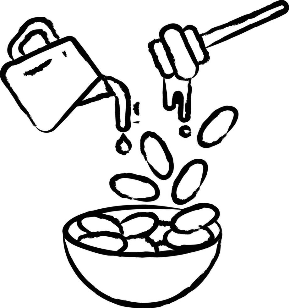 ontbijtgranen kom hand- getrokken vector illustratie