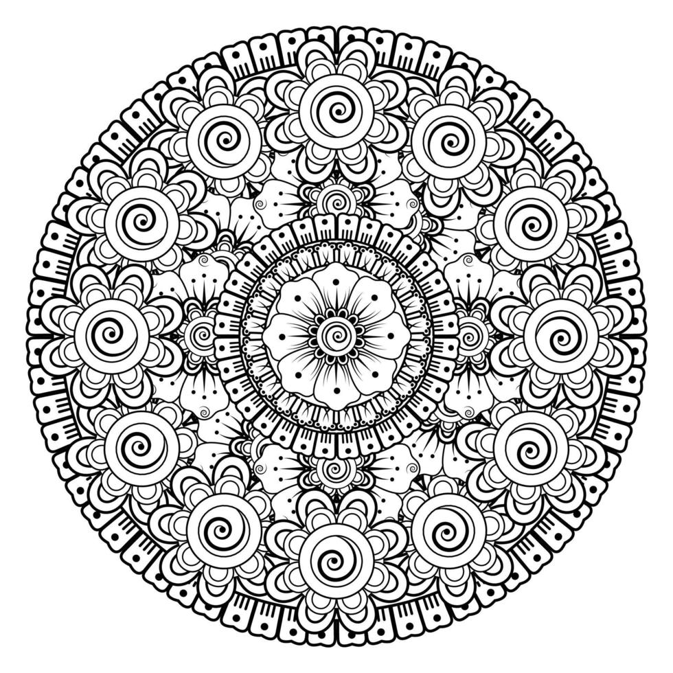 cirkelvormig patroon in de vorm van mandala met bloem voor henna vector