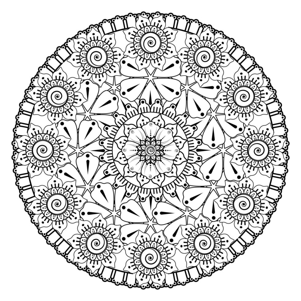 cirkelvormig patroon in de vorm van mandala met bloem voor henna. vector