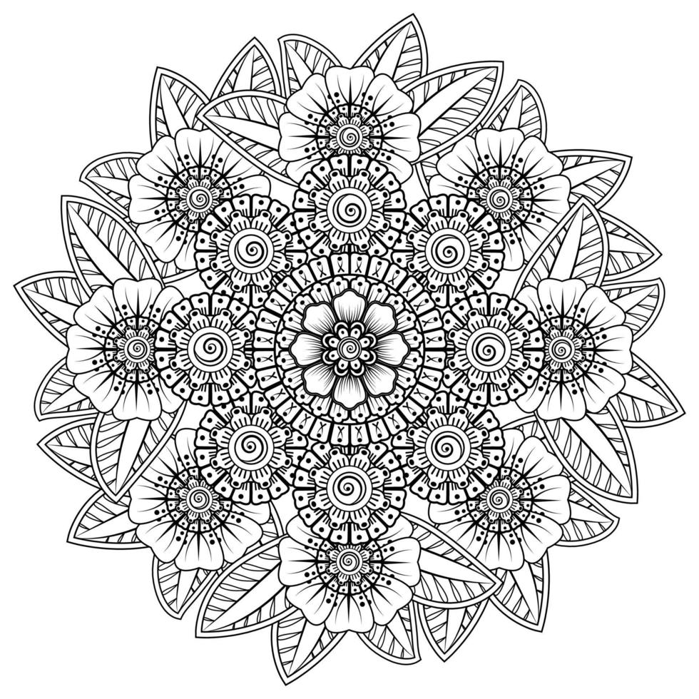 cirkelvormig patroon in de vorm van mandala met bloem voor henna. vector