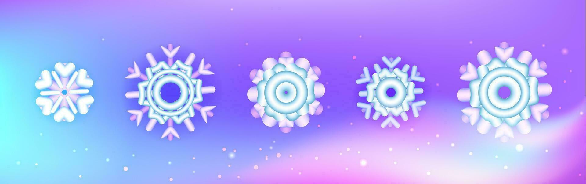 3d reeks sneeuwvlokken. realistisch 3d symbool ontwerp. vector illustratie. realistisch sneeuw verzameling