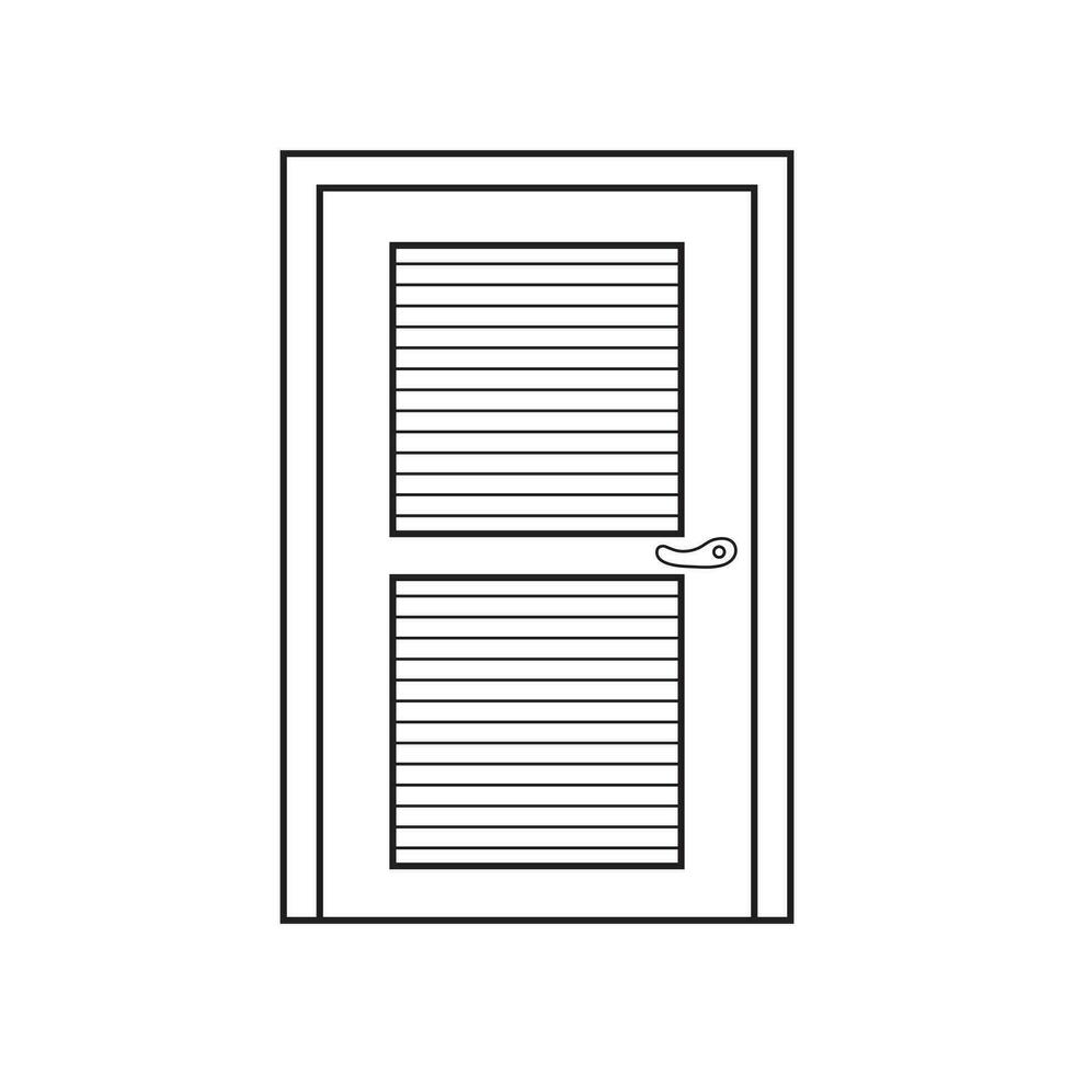 hand- getrokken kinderen tekening vector illustratie twee paneel houten deur geïsoleerd Aan wit achtergrond