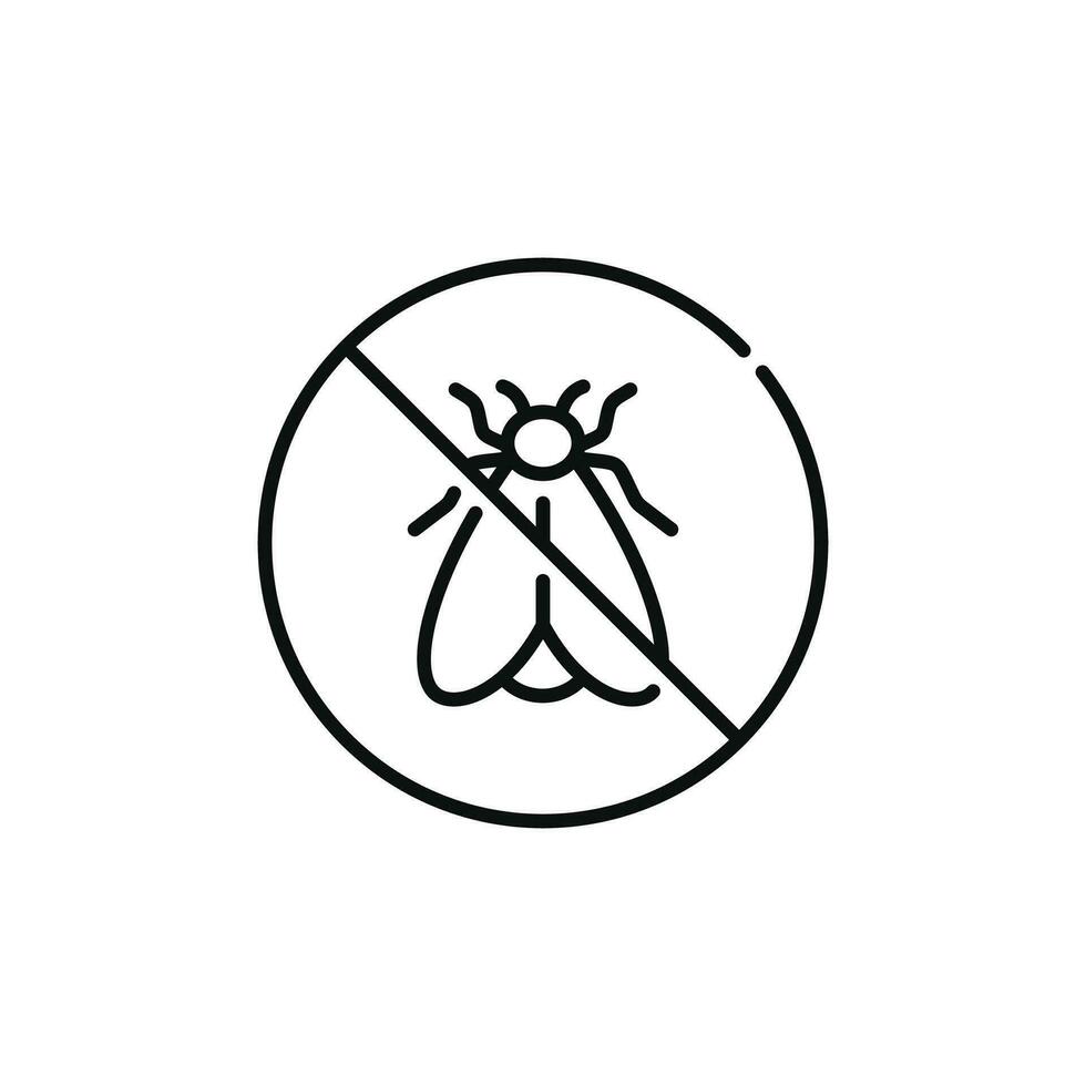 Nee insecten lijn icoon teken symbool geïsoleerd Aan wit achtergrond. vlieg verbod lijn icoon vector