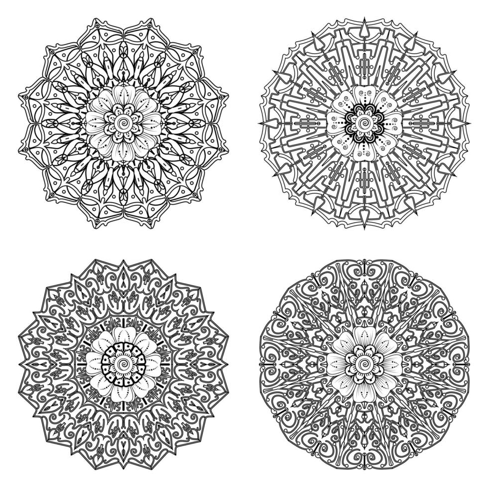 cirkelvormig patroon in de vorm van mandala met bloem voor henna, mehndi. vector