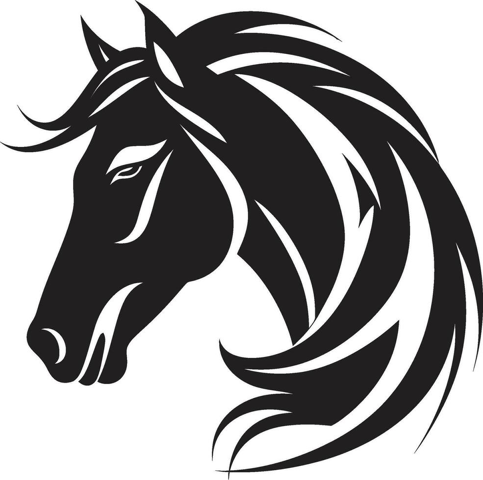 bevallig mustang majesteit in zwart embleem ontwerp elegant paard silhouet monochroom icoon vector