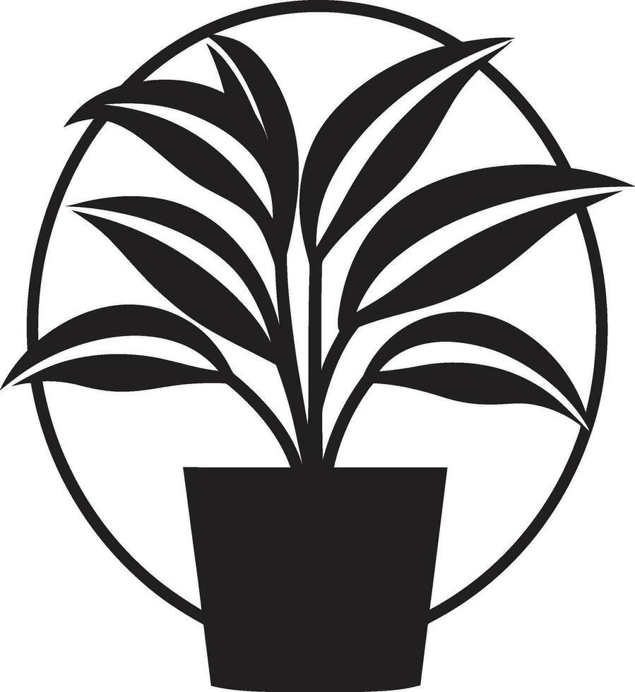 ingemaakt kalmte in zwart en wit emblematisch ontwerp stedelijk tuin uitmuntendheid monochroom pot symbool vector