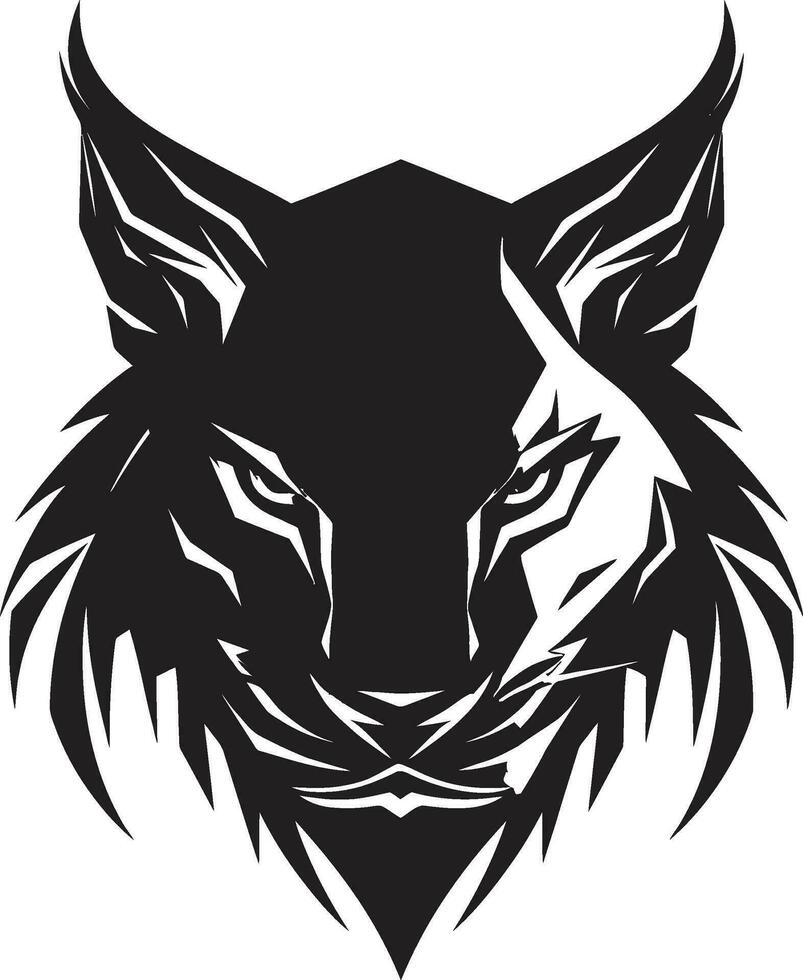 lynx majesteit in monochroom logo ontwerp safari schildwacht in zwart en wit emblematisch kunst vector