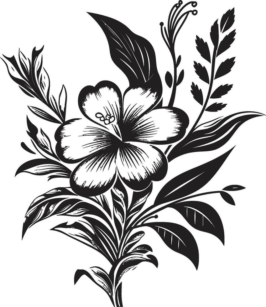 zwart en wit bloemen ontwerp icoon overladen bloemen icoon vector