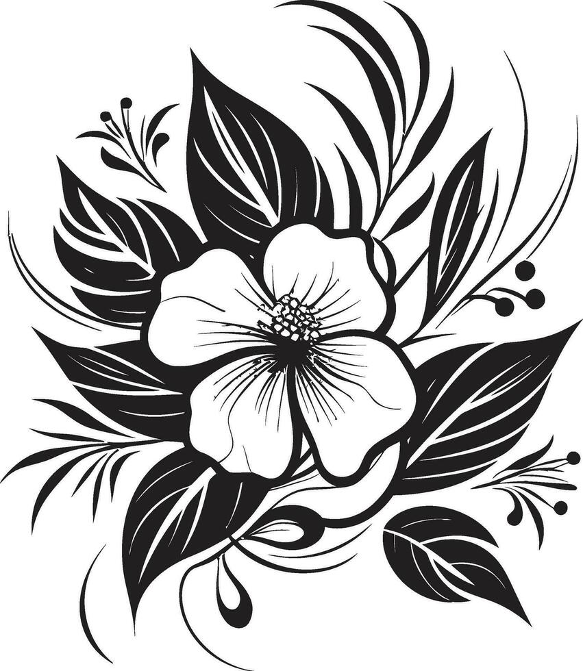 decoratief bloemen vector icoon zwart en wit bloemen ontwerp icoon