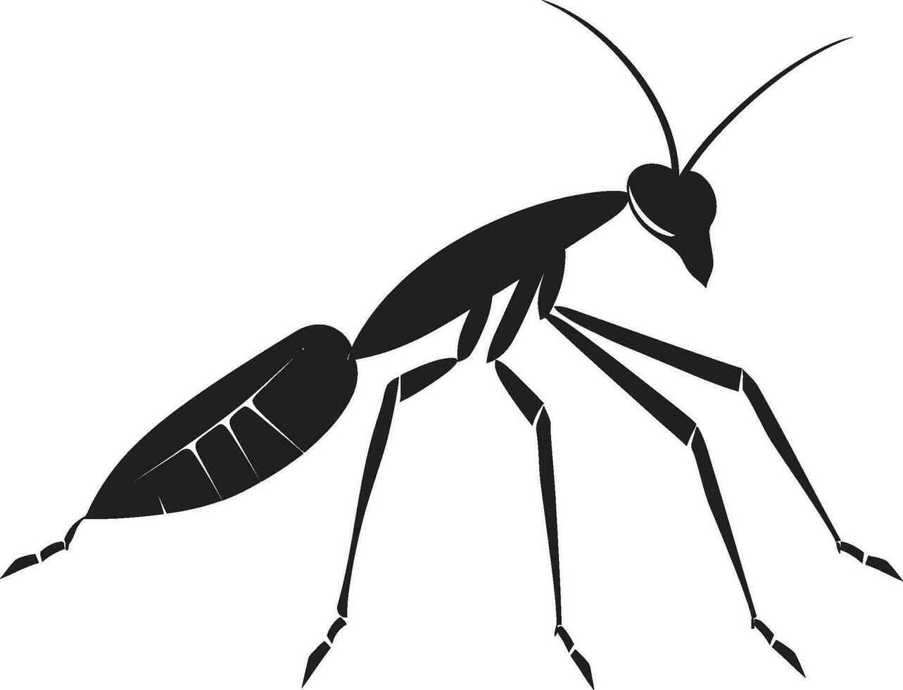 vorstelijk insect majesteit emblematisch logo simplistisch schoonheid in zwart mantodea icoon vector