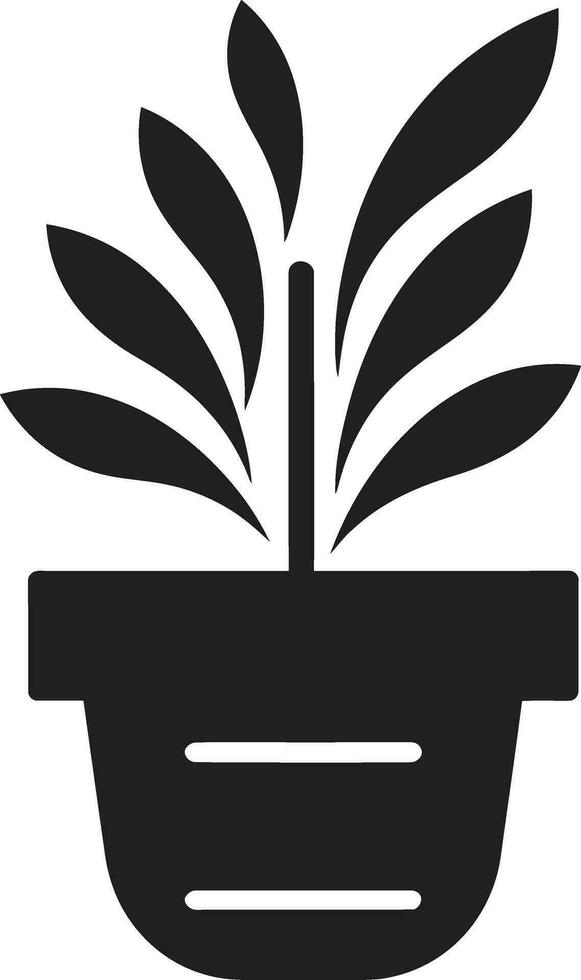 minimalistisch botanisch embleem logo symbool elegant fabriek majesteit monochromatisch pot ontwerp vector