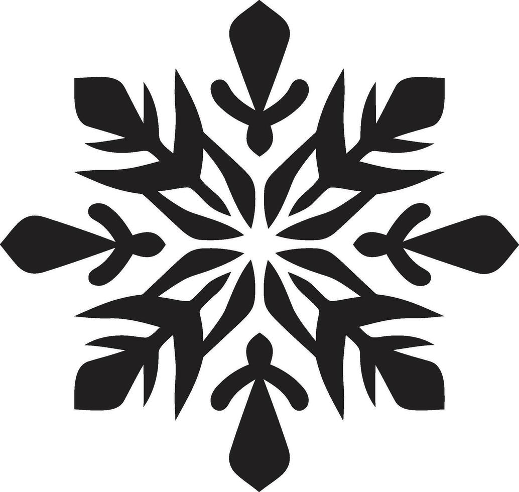 elegant sneeuwvlok embleem modern zwart logo ontwerp winters schoonheid iconisch monochromatisch sneeuwvlok vector