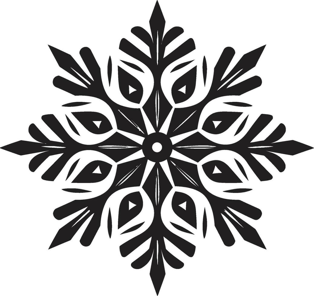 ijs kristal majesteit in eenvoud vector sneeuwvlok iconisch kristal schoonheid monochromatisch ontwerp