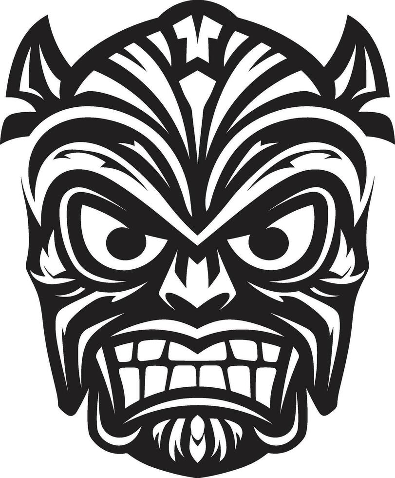 ingewikkeld tiki totem iconisch monochromatisch vector embleem tribal traditie zwart tiki masker logo silhouet