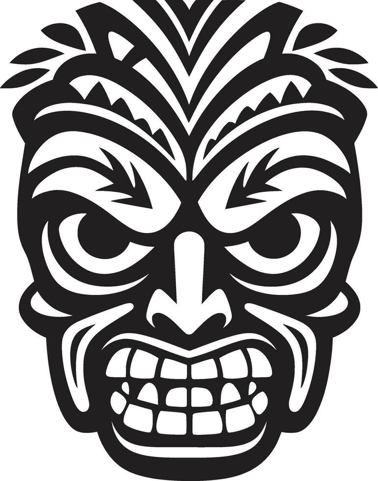 tribal traditie zwart tiki masker logo silhouet cultureel icoon monochroom tiki masker symbool vector