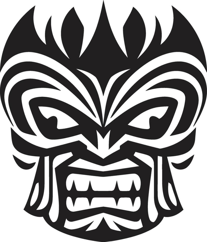 serenade in eenvoud zwart tiki masker embleem elegantie in vorst iconisch sneeuw symbool vector