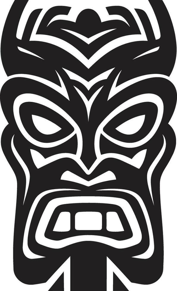 edele totem voogd monochroom tiki embleem tribal majesteit in eenvoud vector masker