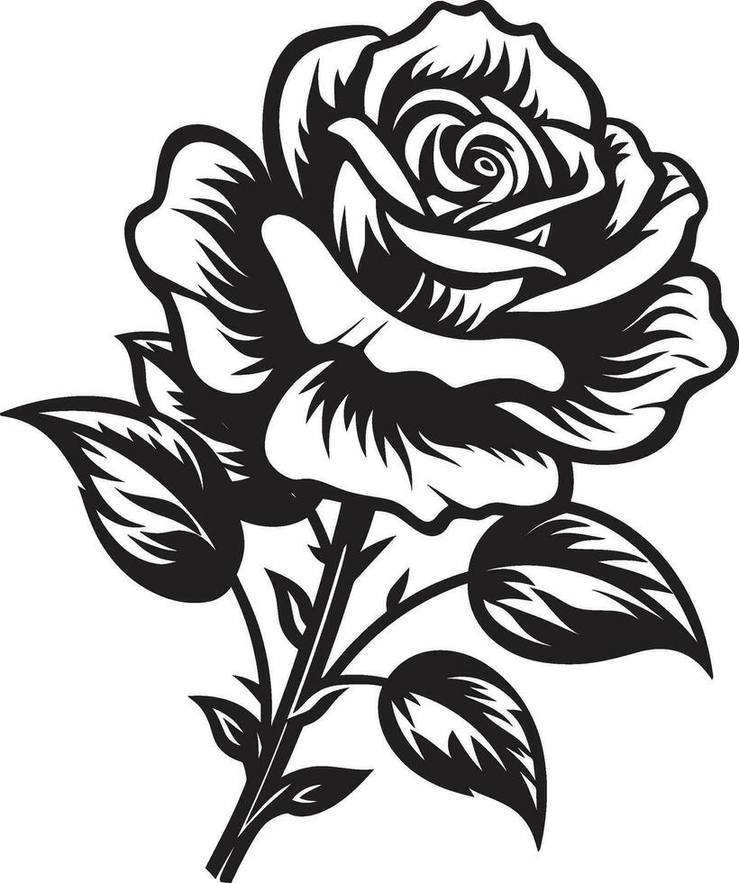 elegantie in roos schoonheid monochroom emblematisch roos logo simplistisch bloesem uitmuntendheid emblematisch roos icoon in zwart vector