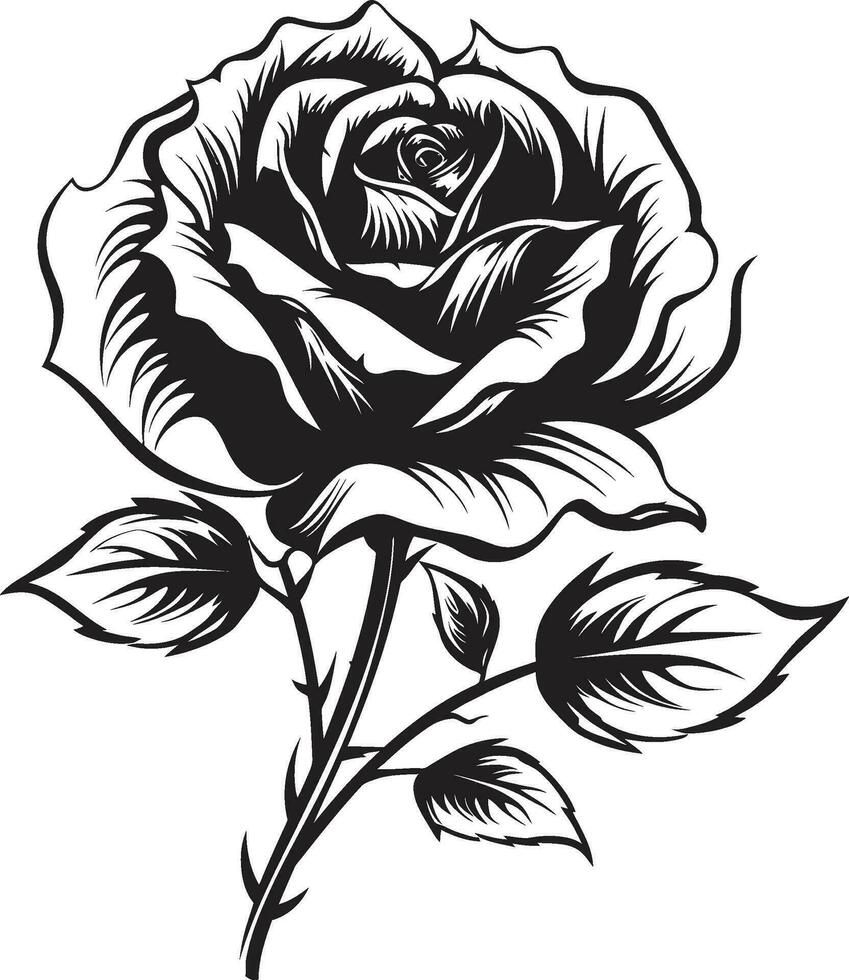 embleem van bloemen majesteit emblematisch kunst edele voogd van bloeiend schoonheid monochroom roos embleem vector