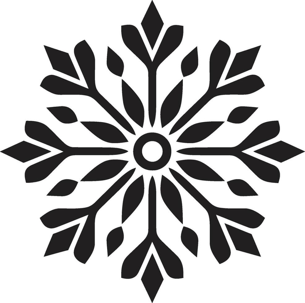 symbool van ijzig majesteit monochroom sneeuwvlok icoon majestueus ijzig stilte emblematisch emblematisch kunst vector