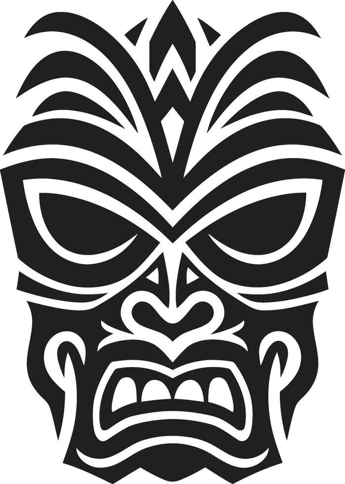 majestueus tiki erfgoed logo ontwerp met zwart tiki masker vorstelijk embleem van cultureel erfenis modern zwart icoon vector