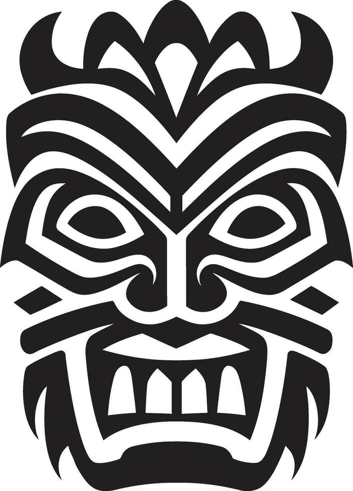icoon van oude wijsheid monochromatisch tiki masker embleem simplistisch eerbetoon naar de totem tiki logo in zwart vector
