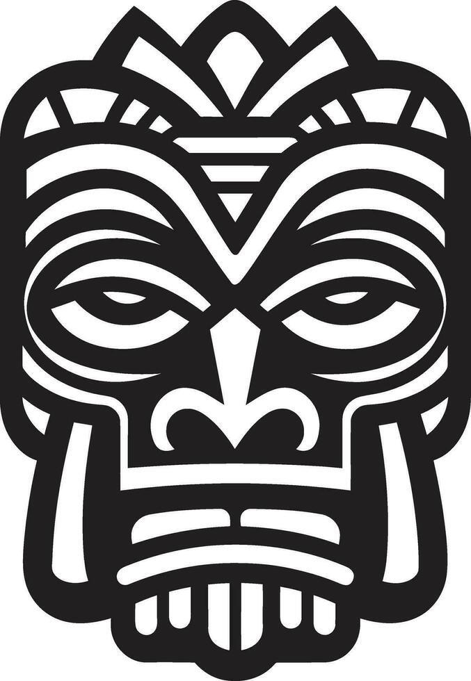 mysticus tiki masker modern zwart logo ontwerp met tribal flair ingewikkeld tiki totem iconisch monochromatisch vector embleem