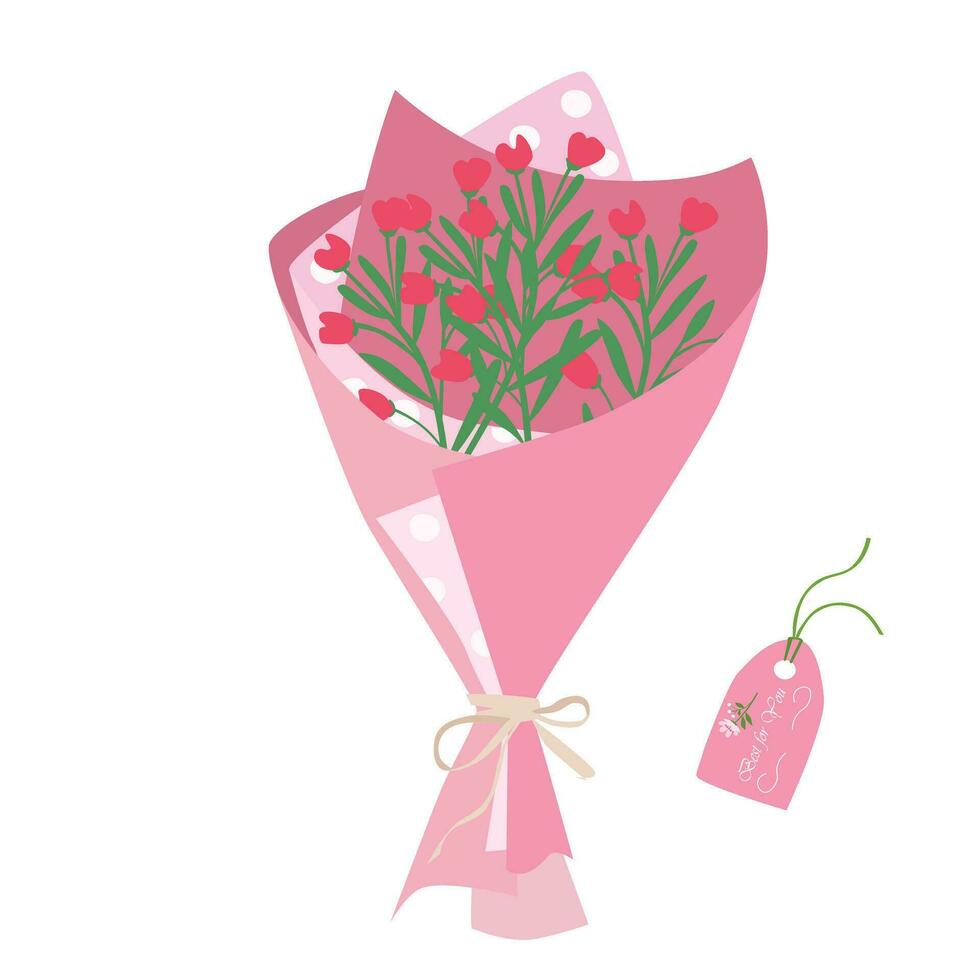 boeket van bloem. wild bloem boeket vector illustratie. zomer bloem. bloemen boeket verpakt in geschenk papier. geschenk voor speciaal dag, viering dag Leuk vinden verjaardag, leraar dag, Dames dag.