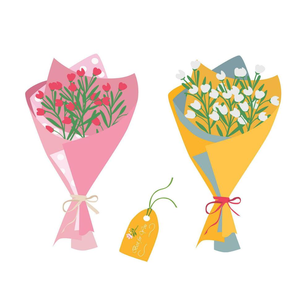 boeket van bloem. wild bloem boeket vector illustratie. zomer bloem. bloemen boeket verpakt in geschenk papier. geschenk voor speciaal dag, viering dag Leuk vinden verjaardag, leraar dag, Dames dag.