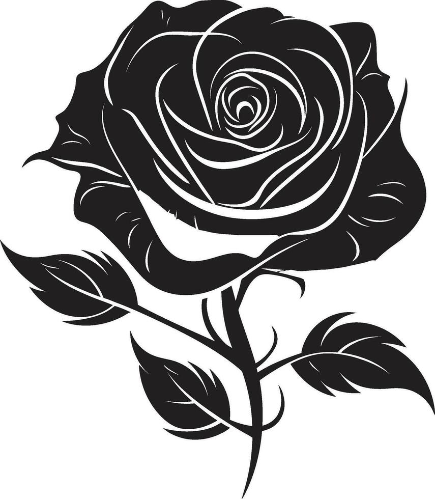 bloemen majesteit in eenvoud vector roos iconisch bloesem schoonheid monochromatisch ontwerp