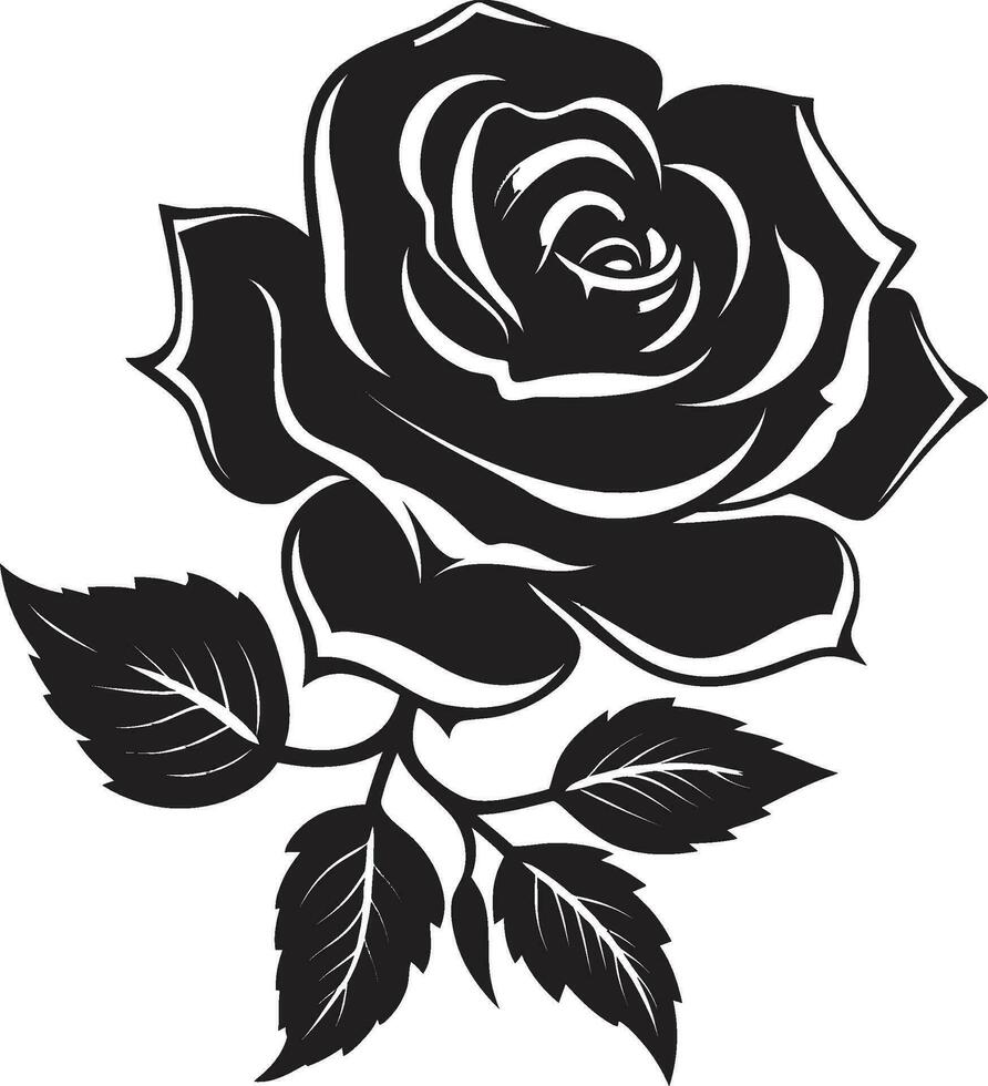 aard kalmte roos symbool in zwart emblematisch bloemen charme logo ontwerp vector