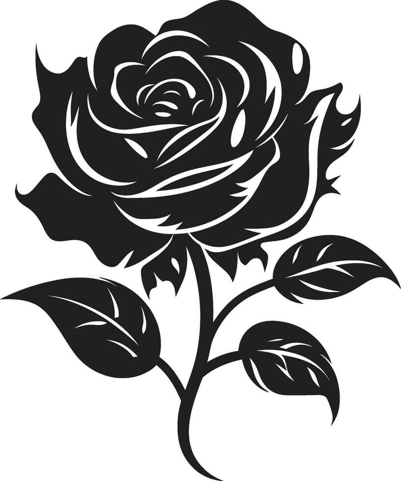 elegant symbool van liefde vector roos silhouet bloemen majesteit in monochroom emblematisch ontwerp