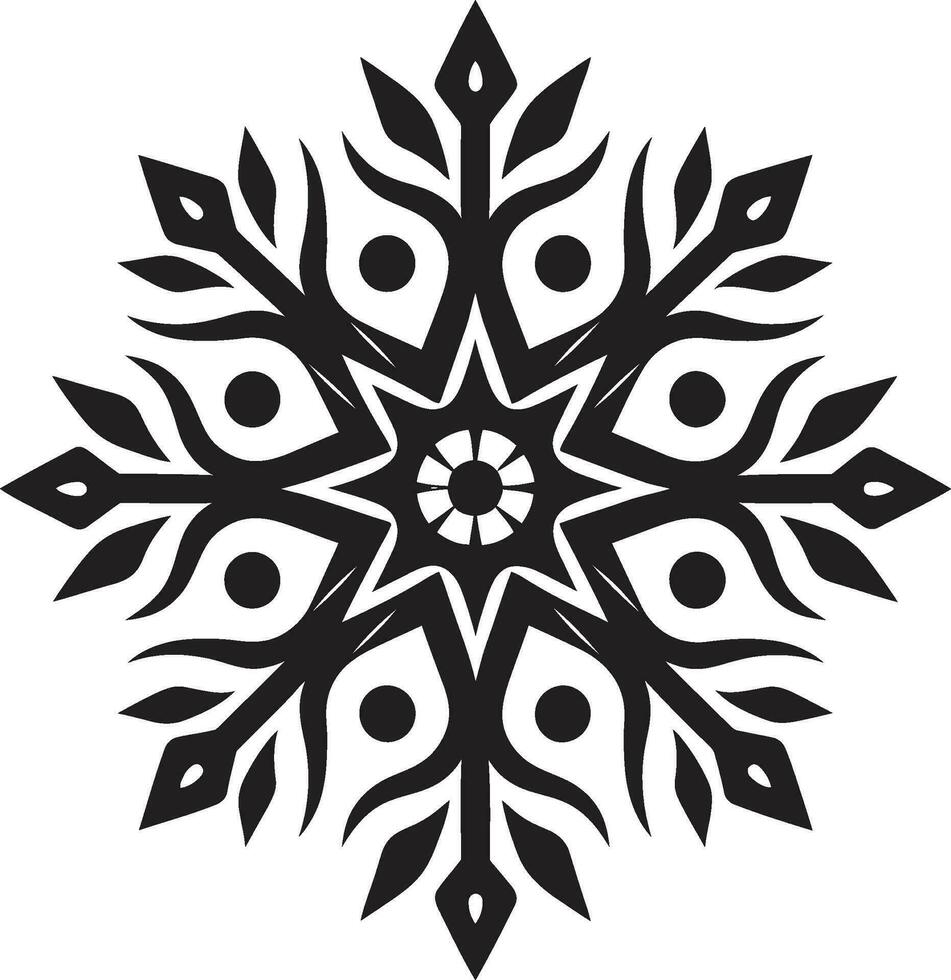 vorstelijk elegantie in vorst modern sneeuwvlok icoon kalmte in sneeuwval monochroom embleem vector