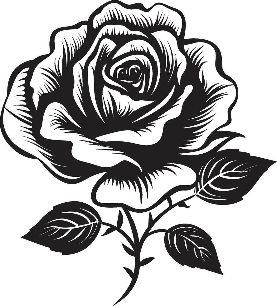 simplistisch schoonheid van bloei roos icoon emblematisch serenade in zwart logo symbool vector