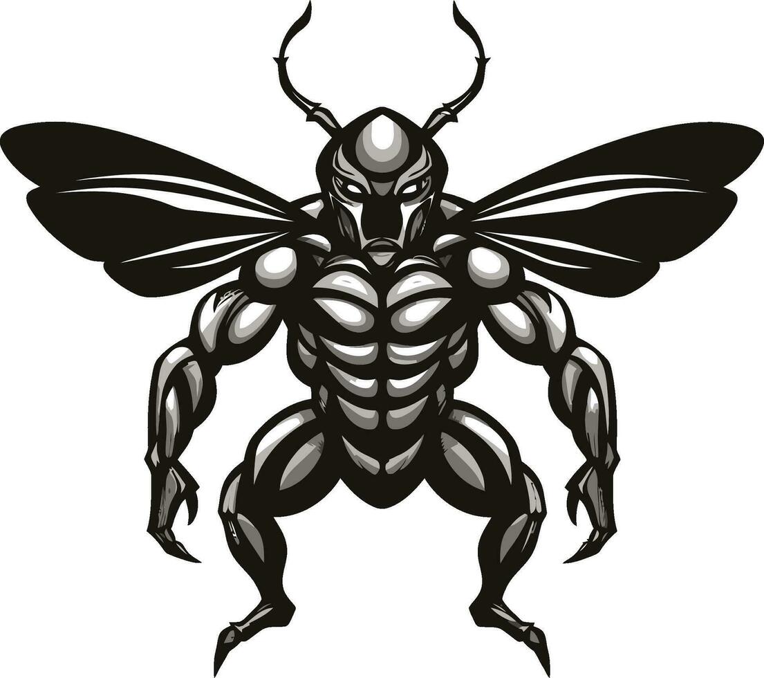 simplistisch schoonheid in zwart gespierd insect icoon roofdier silhouet majesteit minimalistische embleem vector