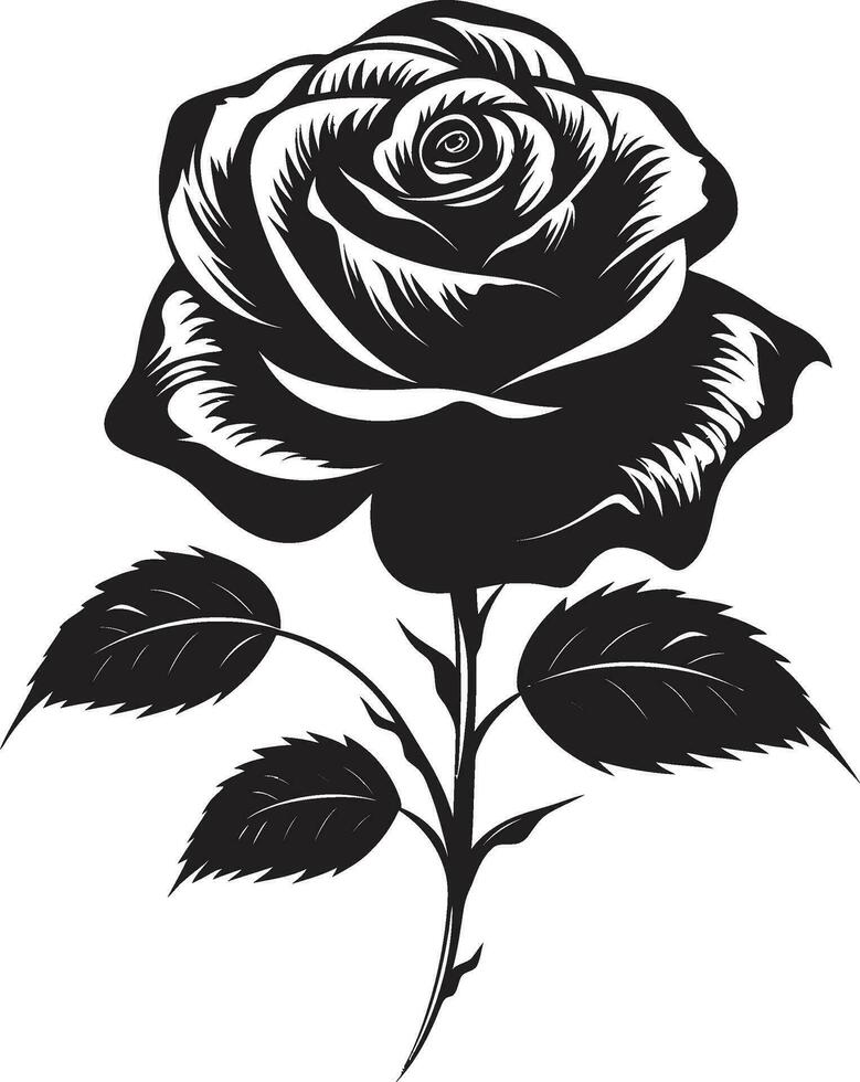 vorstelijk bloemen icoon monochromatisch logo elegant symbool van bloemblad perfectie vector roos silhouet