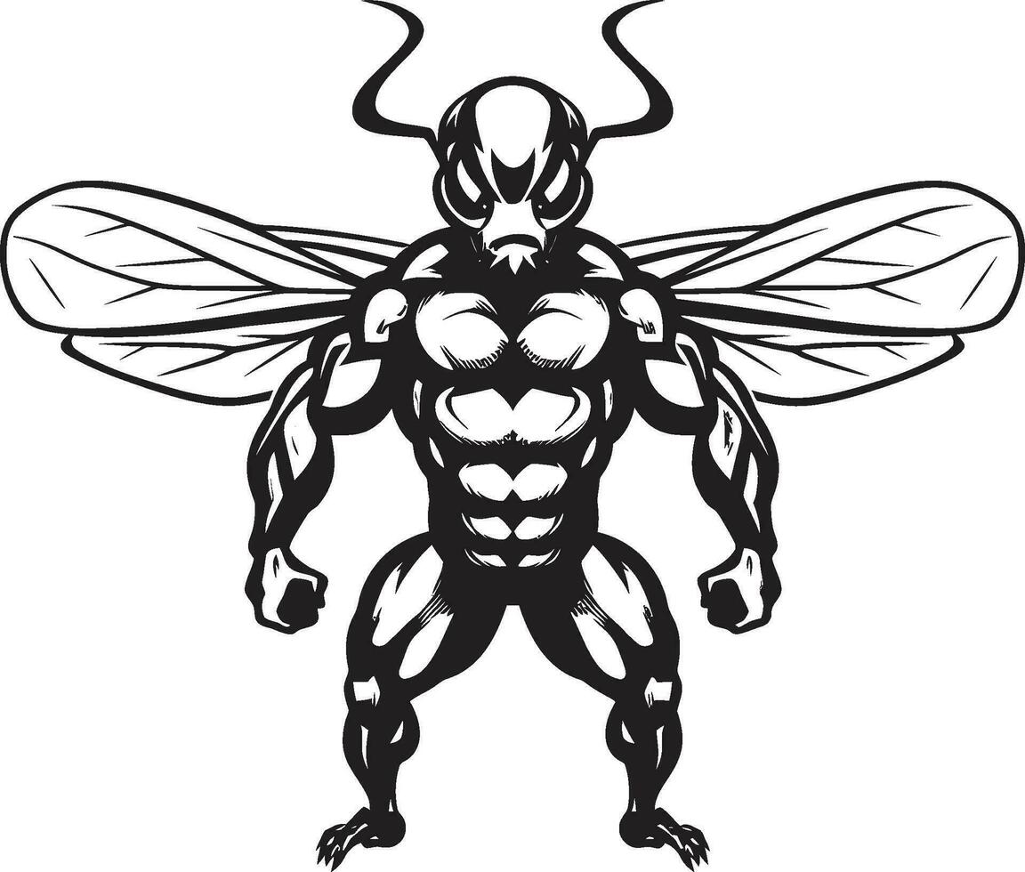 emblematisch insect majesteit gespierd logo ontwerp vorstelijk horzel silhouet zwart icoon vector