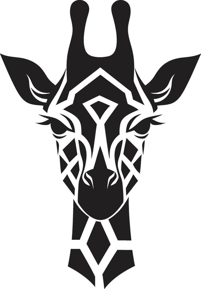 Afrikaanse majesteit in zwart giraffe logo dieren in het wild schoonheid in minimalisme vector