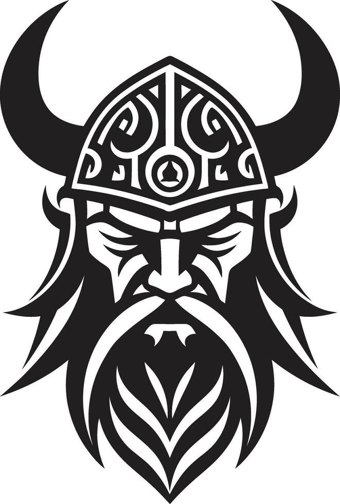 runegebonden berserker een viking mascotte van wijsheid zwart viking chef een machtig embleem van moed vector