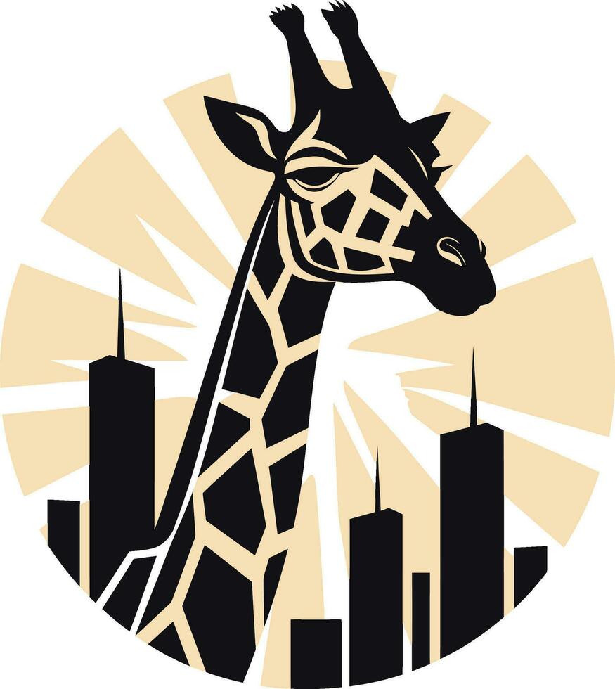 edele nek icoon zwart giraffe logo verfijnd dieren in het wild elegantie giraffe embleem vector