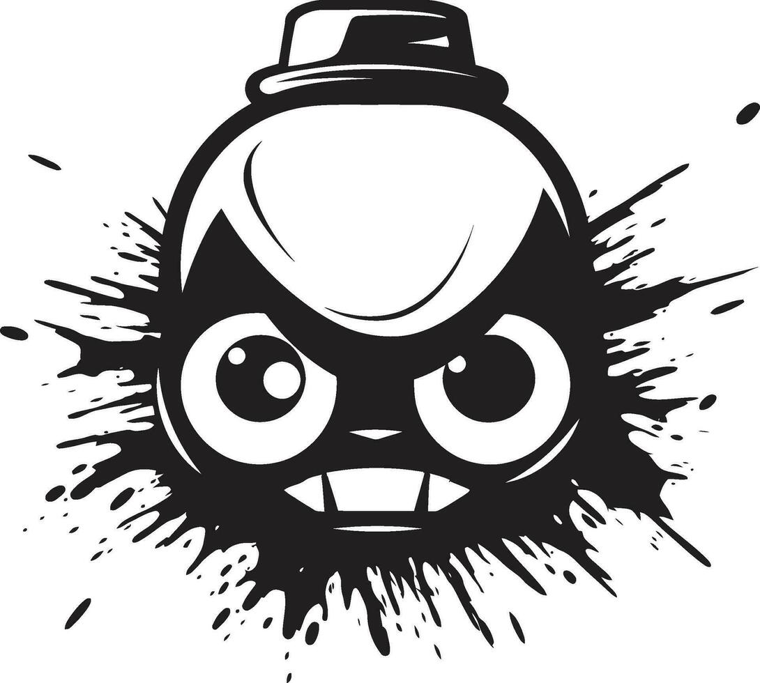 boos verstuiven verf icoon graffiti elegantie mascotte van woede zwart logo vector ontwerp