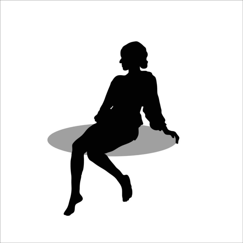 meisje zittend silhouet vector