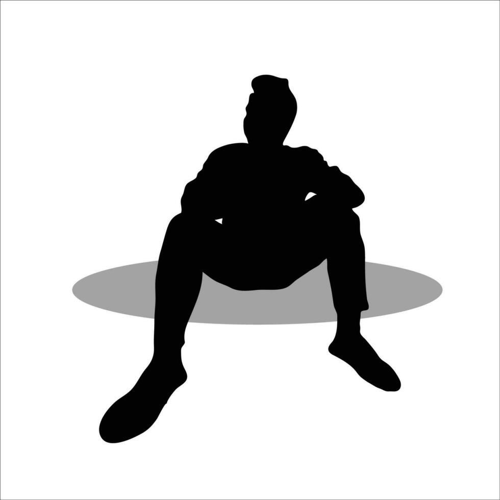 mannen zittend silhouet vector