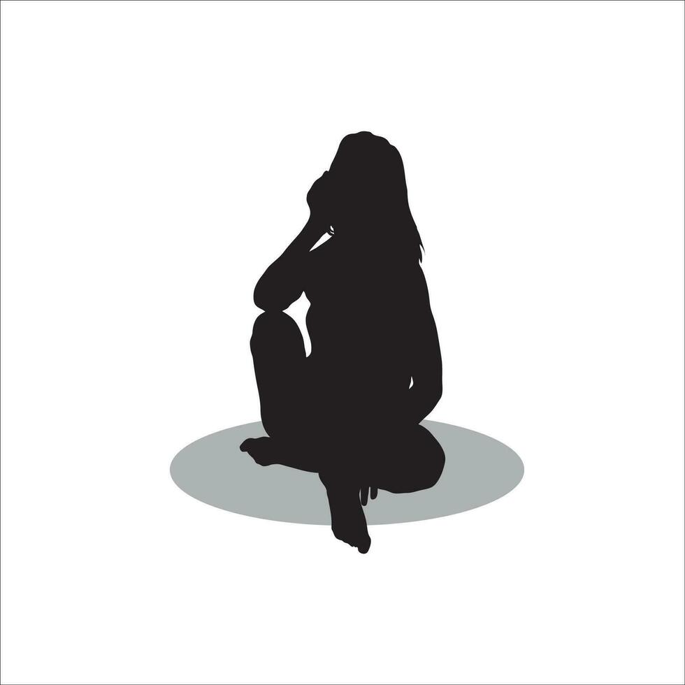 Dames zittend silhouet vector