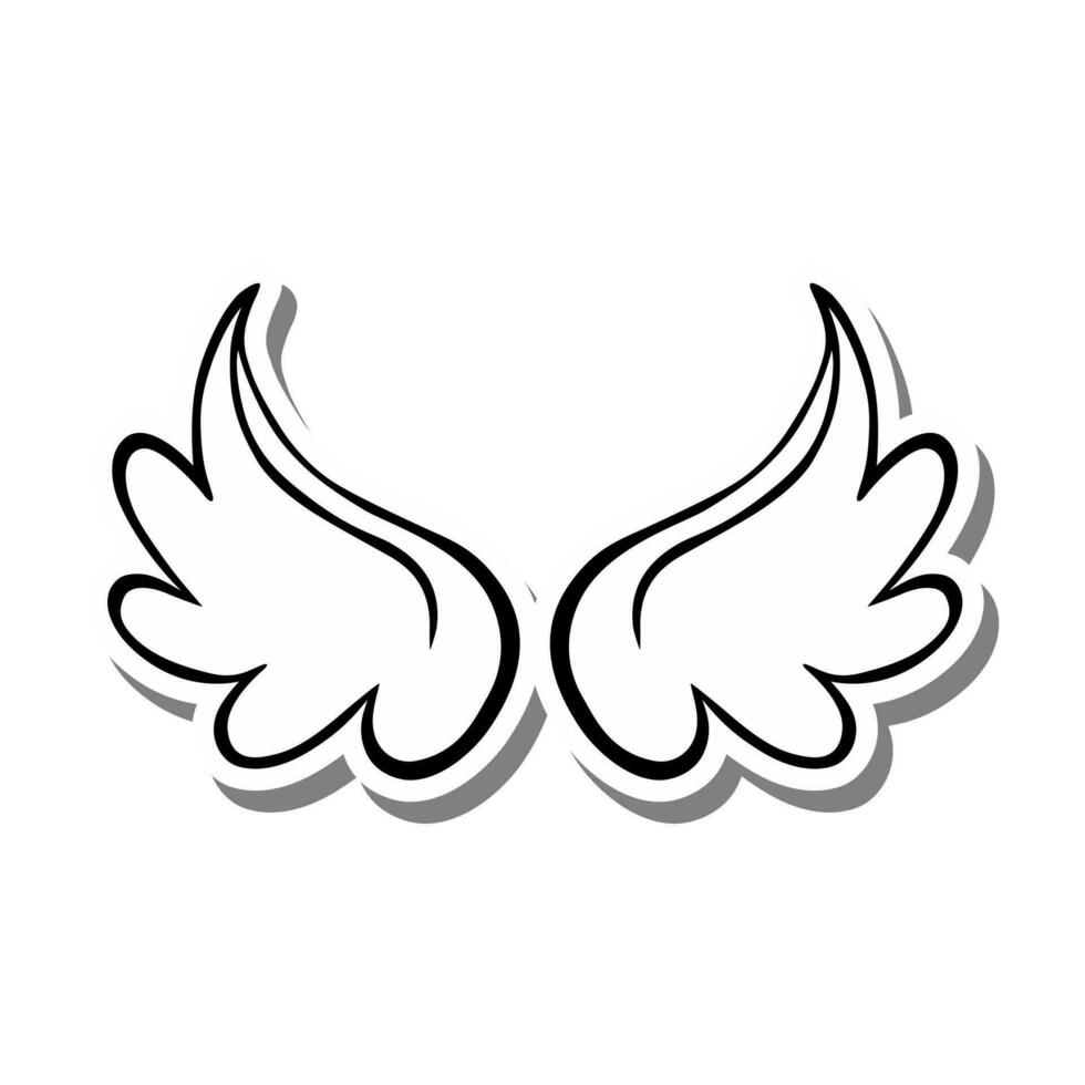 schets schattig Vleugels Aan wit silhouet en grijs schaduw. vector illustratie voor decoratie of ieder ontwerp.