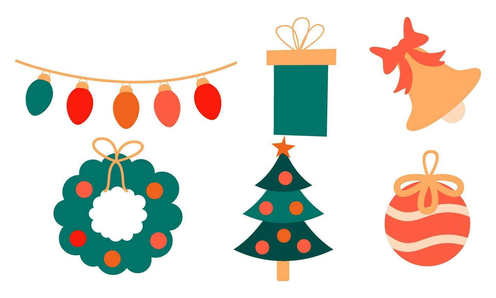 vrolijk Kerstmis schattig modern minimalistische stijl elementen vector