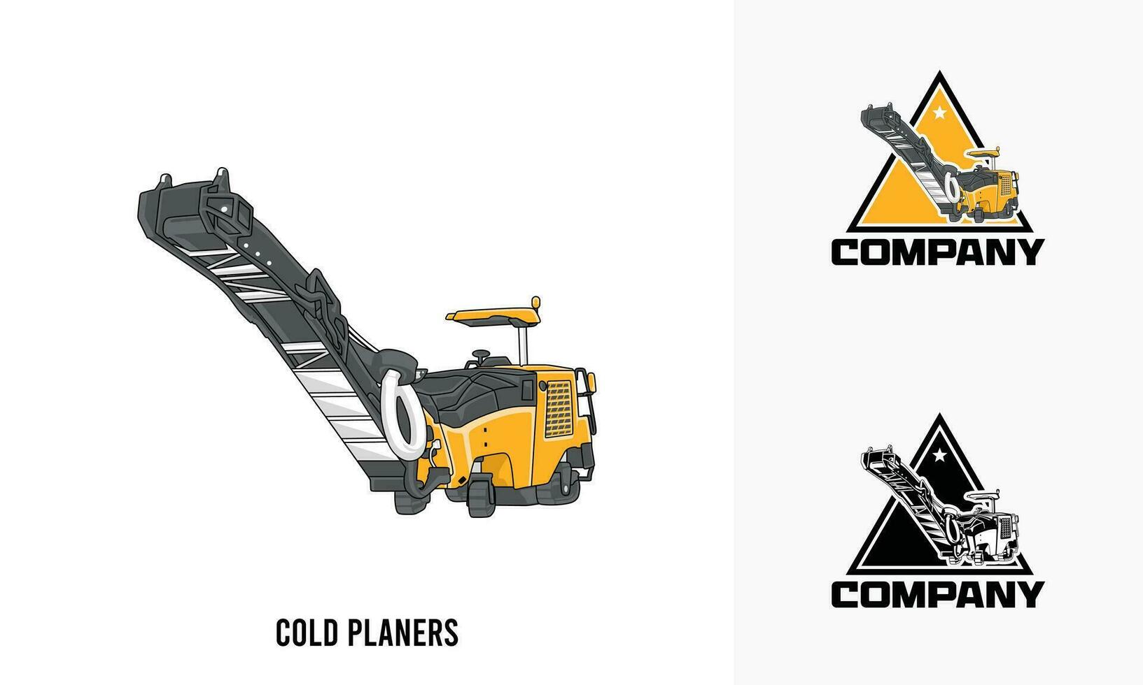 verkoudheid schaafmachines zwaar uitrusting illustratie, verkoudheid schaafmachines zwaar uitrusting logo insigne sjabloon vector