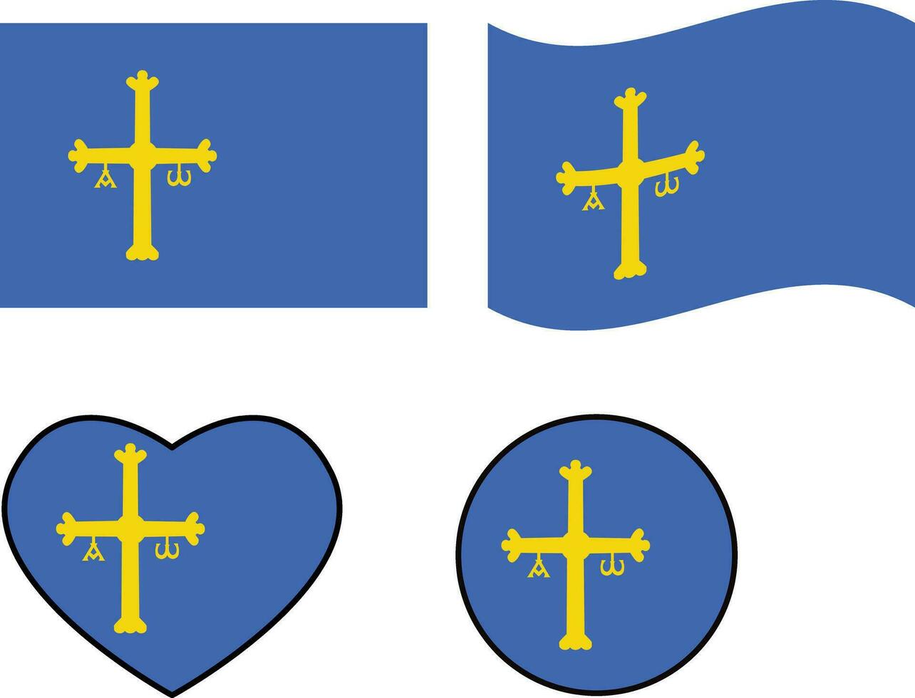 Asturië vlag icoon. golvend vlag van Asturië. hart Asturië vlag. ronde Asturië vlag. vlak stijl. vector