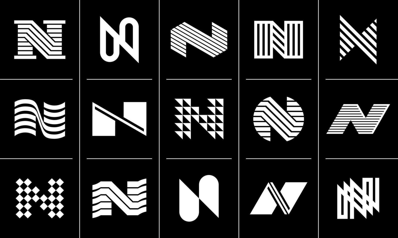 minimalistische lijn vlak abstract brief n logo icoon ontwerp reeks vector
