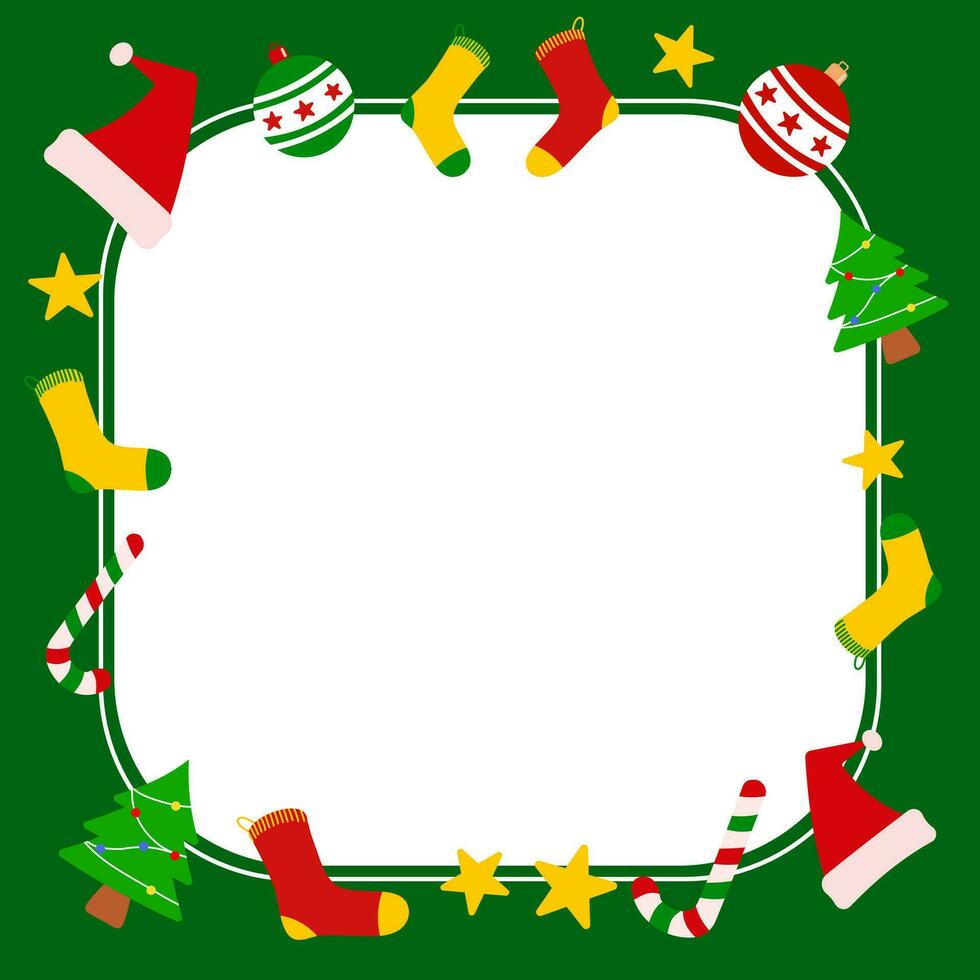 blanco Kerstmis kader met Kerstmis decoraties illustratie achtergrond vector